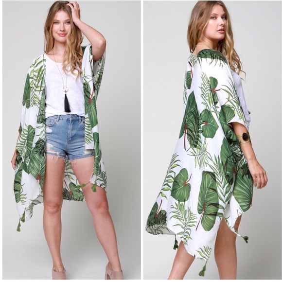 palm leaf beach cover up